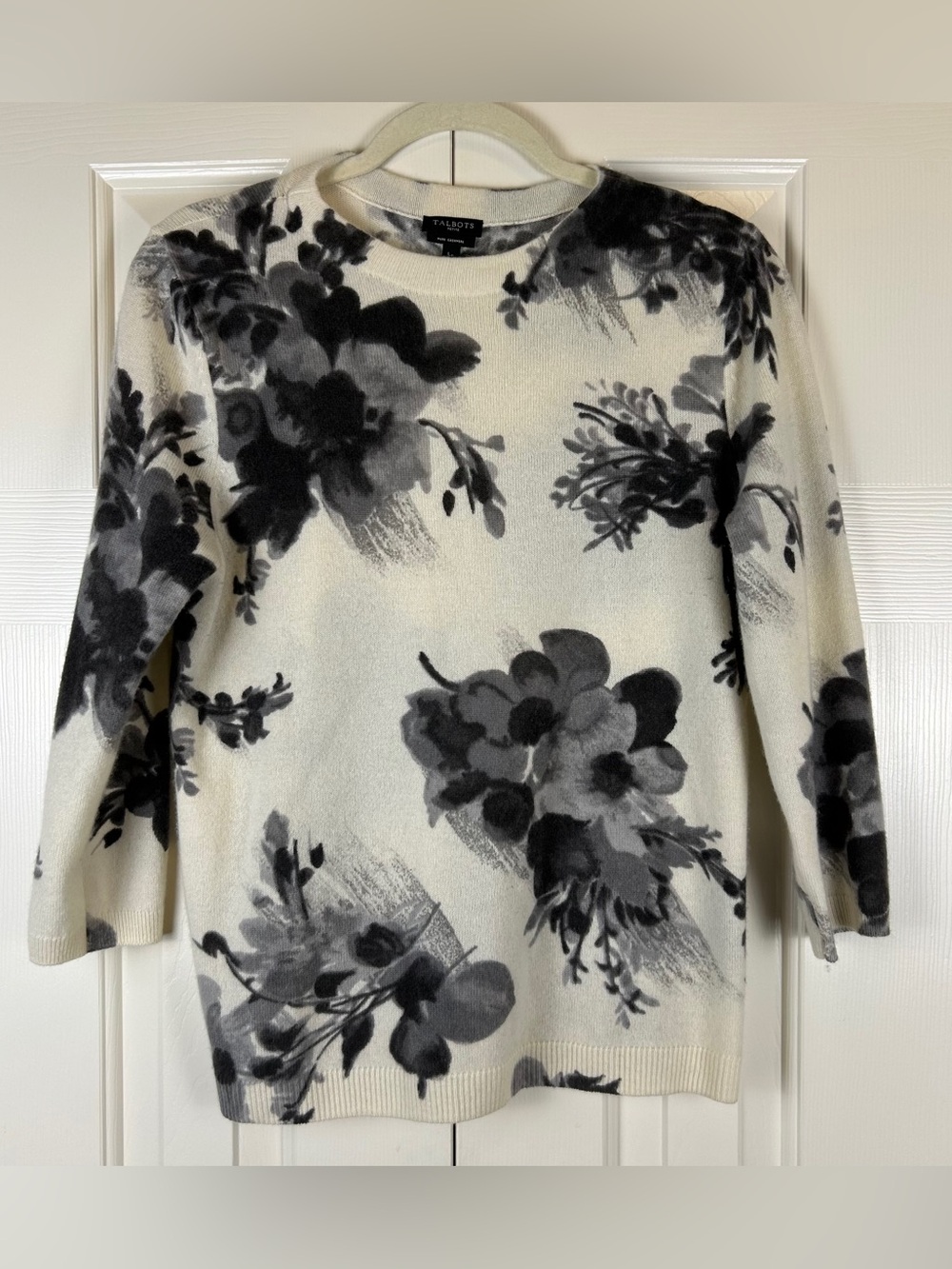 Talbots Cashmere Audrey Floral Knit Sweater
